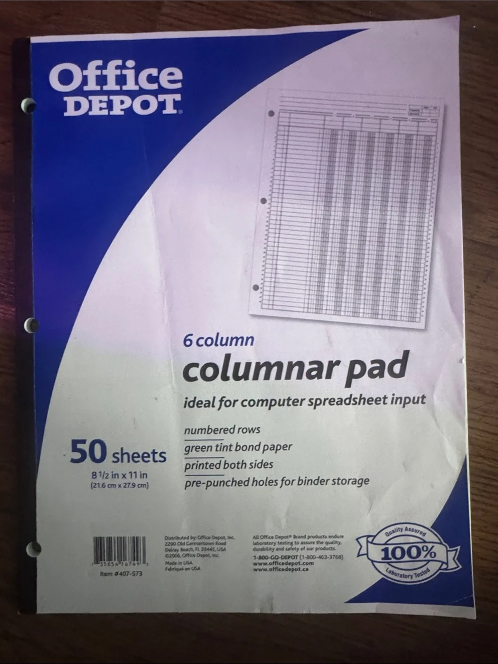 Blue & White Columnar Pad - 6 Column, 50 Sheets C1.RBk.M